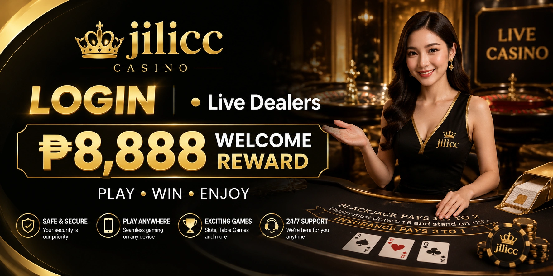 JILICC Casino mobile live casino view